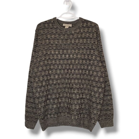Vintage 90s Patterned Knit Sweater Gray size M - Picture 1 of 4